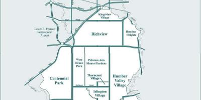 Etobicoke mahalle Toronto haritası 