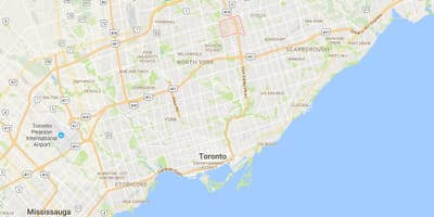 Hillcrest Village bölgesinde Toronto haritası 