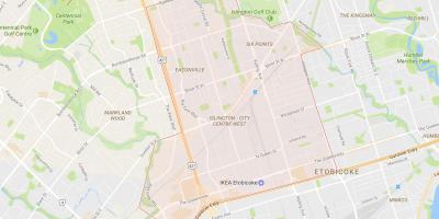 Islington haritası-Şehir Merkezi Batı mahalle Toronto