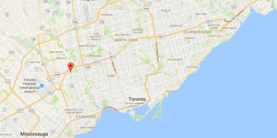 Kingsview Village bölgesinde Toronto haritası 