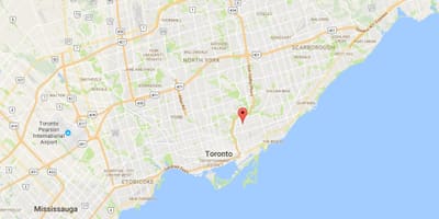 Pape Village bölgesinde Toronto haritası 