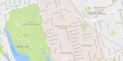 Roncesvalles mahalle Toronto haritası 