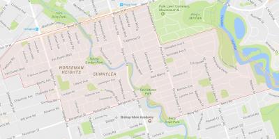 Sunnylea mahalle mahalle Toronto haritası 
