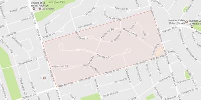 Thorncrest Köy mahalle mahalle Toronto haritası 