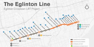 Toronto haritası Eglinton metro hattı projesi