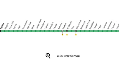 Toronto haritası metro hattı 2 Bloor-Danforth