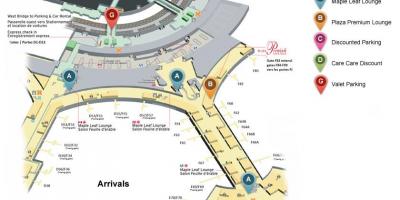 Toronto haritası Pearson Uluslararası Havalimanı geliş terminali