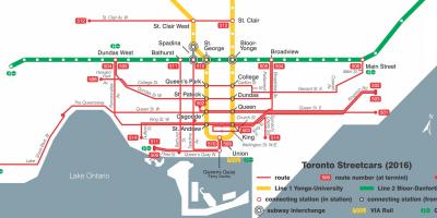 Toronto haritası tramvay sistemi