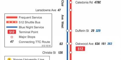 Tramvay hattı haritası 512 St. Clair