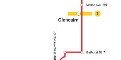 TTC 14 Glencairn otobüs güzergahı Toronto haritası 