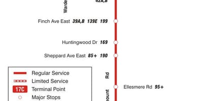 TTC haritası 17 Birchmount otobüs güzergahı Toronto