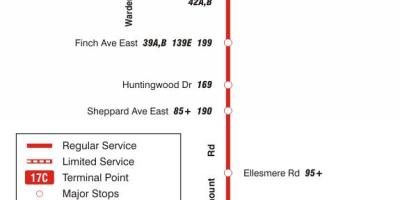 TTC haritası 17 Birchmount otobüs güzergahı Toronto