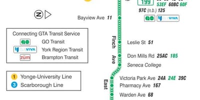 TTC 199 Finch Roket otobüs güzergahı Toronto haritası 