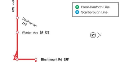 TTC haritası 20 Cliffside otobüs güzergahı Toronto