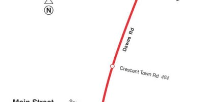 TTC haritası 23 Dawes otobüs güzergahı Toronto