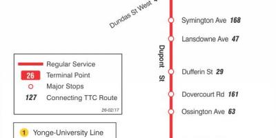 TTC haritası 26 Dupont otobüs güzergahı Toronto