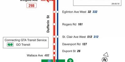 TTC haritası 29 Dufferin otobüs güzergahı Toronto