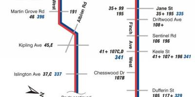 TTC 36 Finch West otobüs güzergahı Toronto haritası 