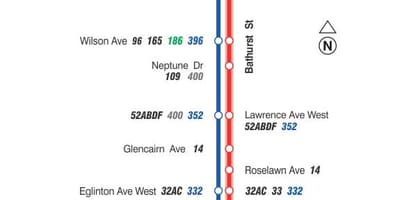 TTC 7 Bathurst otobüs güzergahı Toronto haritası 