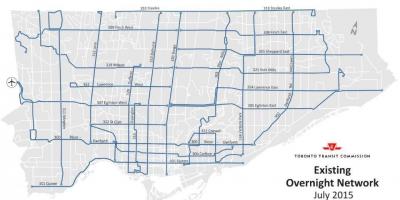 TTC gecede ağ otobüs haritası 