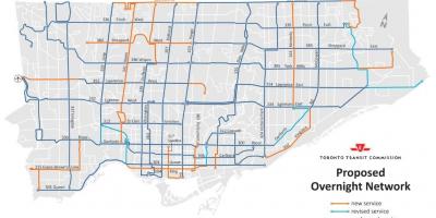 TTC gecede ağ Toronto haritası 