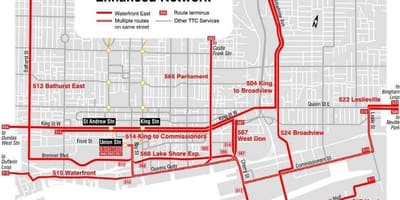 Waterfront Doğu haritası ağ Toronto gelişmiş 