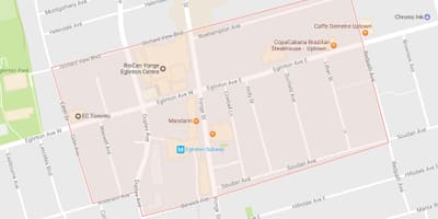 Yonge ve Eglinton mahalle Toronto haritası 