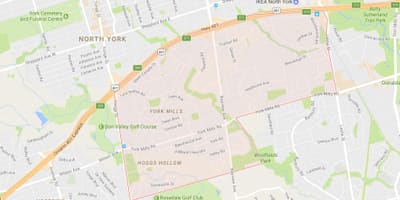 York Mills mahalle Toronto haritası 